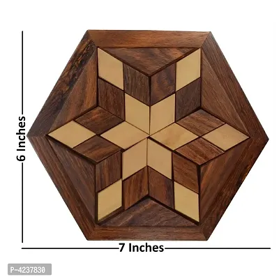 Wooden 30-Piece Hexagon Star Jigsaw / Puzzle Board- Wooden Toy Game - Brain Teaser-thumb4