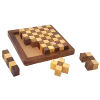 Handmade Indian 13-Pieces Chess Board Style Jigsaw Puzzle Game - Wooden Toy Game - Brain Teaser-thumb3