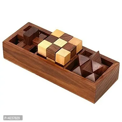 3-In-One 3D Wooden Puzzle Games Set Brain Teaser