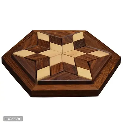 Wooden 30-Piece Hexagon Star Jigsaw / Puzzle Board- Wooden Toy Game - Brain Teaser-thumb0