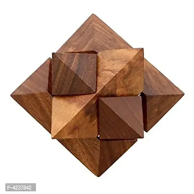 Handmade 3D Star Jigsaw Wooden Brainteaser Puzzle Game For Kids Made In Pure Sheesham Wood-thumb3