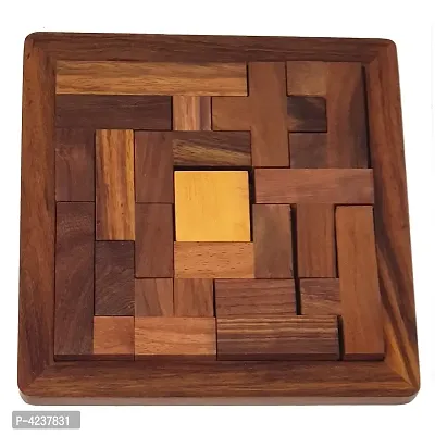 Handmade Indian Wood Jigsaw Puzzle - Wooden Tangram for Kids - Travel Game for Families - Unique Gift for Children-thumb2