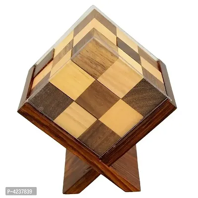 Handmade Indian Rubik's Cube Block with Stand Puzzle - Soma Cube for Kids - Travel Game for Families-thumb0