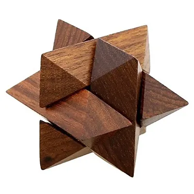 Handmade 3D Star Jigsaw Wooden Brainteaser Puzzle Game For Kids Made In Pure Sheesham Wood