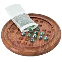 Solitaire Board Puzzle Games In Sheesham Wood With Glass Marbles-thumb3