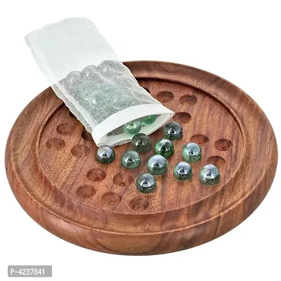 Solitaire Board Puzzle Games In Sheesham Wood With Glass Marbles-thumb4