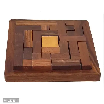 Handmade Indian Wood Jigsaw Puzzle - Wooden Tangram for Kids - Travel Game for Families - Unique Gift for Children-thumb0