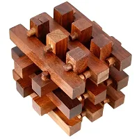 Handmade Wooden IQ Teaser Puzzle Magic Games Jailed Square for Children Unique Gifts-thumb1