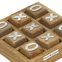 Tic Tac Toe Small Game Wooden Set for Kids Children - Travel Board Brain Teaser Game-thumb2