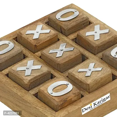 Tic Tac Toe Small Game Wooden Set for Kids Children - Travel Board Brain Teaser Game-thumb3