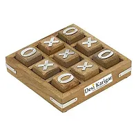 Tic Tac Toe Small Game Wooden Set for Kids Children - Travel Board Brain Teaser Game-thumb1