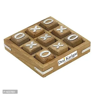 Tic Tac Toe Small Game Wooden Set for Kids Children - Travel Board Brain Teaser Game-thumb2