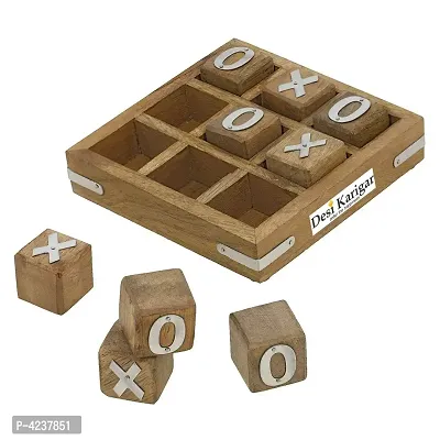 Tic Tac Toe Small Game Wooden Set for Kids Children - Travel Board Brain Teaser Game-thumb0