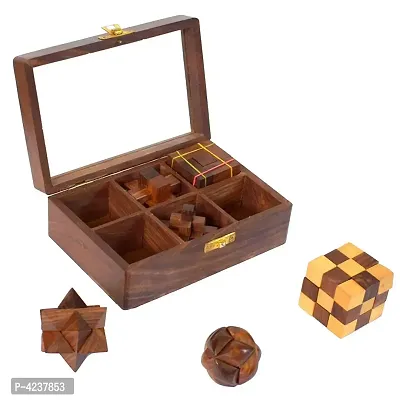 Wooden 3D Puzzle Six in One Game Set for Kids and Adults-thumb2