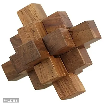 Handmade Wooden Crystal IQ Teaser Puzzle - 3D Magic Game Mini Cross For Children - Unique Kids Gifts-thumb2