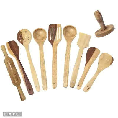 Wooden Ladel Set (8 Ladles+ 1 Mesher+ 1 Rolling Pin)