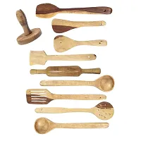 Wooden Ladel Set (8 Ladles+ 1 Mesher+ 1 Rolling Pin)-thumb1