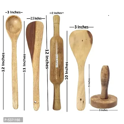 Wooden Ladel Set (8 Ladles+ 1 Mesher+ 1 Rolling Pin)-thumb4