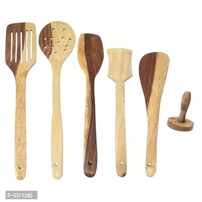 Wooden Sheesham Ladel Set Of 5 + 1 Masher-thumb2