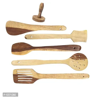 Wooden Sheesham Ladel Set Of 5 + 1 Masher-thumb3