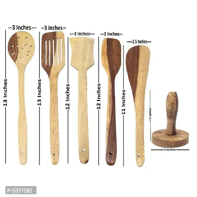 Wooden Sheesham Ladel Set Of 5 + 1 Masher-thumb4