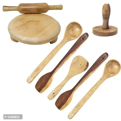 Wooden Skimmers Set With Chakla Belan And Masher-thumb2