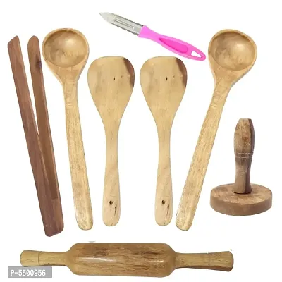 Wooden Ladles, Rolling Pin, Masher, Peeler And Chimta-thumb0