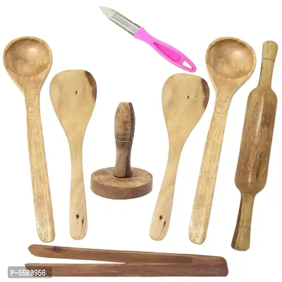 Wooden Ladles, Rolling Pin, Masher, Peeler And Chimta-thumb2