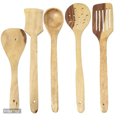 Handmade Wooden Serving And Cooking Spoon Kitchen Tools Utensil, Set Of 5-thumb3