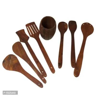 Wooden Kitchen Set Of 8 Including Wooden Barrel Shaped Stand-thumb2