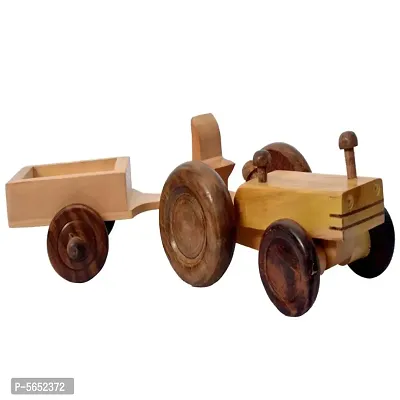 Beautiful Wooden Tractor Trolley Moving Toy-thumb0