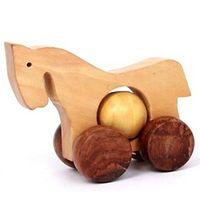 Wooden Moving Toy Horse With Wheels - For Kids & Home Decor-thumb1