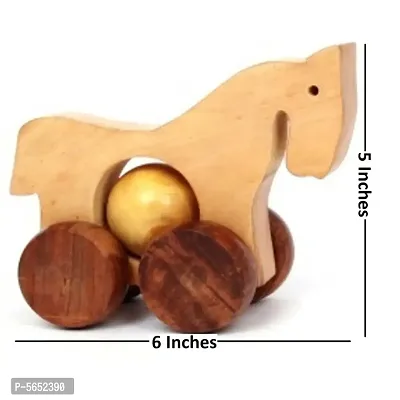 Wooden Moving Toy Horse With Wheels - For Kids & Home Decor-thumb4