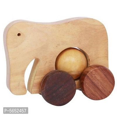 Wooden Moving Toy Elephant With Wheels - For Kids  Home Decor-thumb0