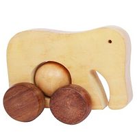 Wooden Moving Toy Elephant With Wheels - For Kids  Home Decor-thumb1