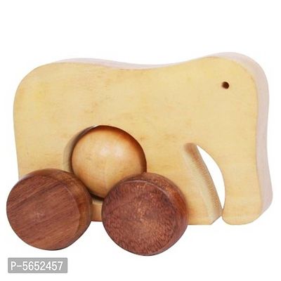 Wooden Moving Toy Elephant With Wheels - For Kids  Home Decor-thumb2