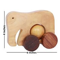 Wooden Moving Toy Elephant With Wheels - For Kids  Home Decor-thumb3