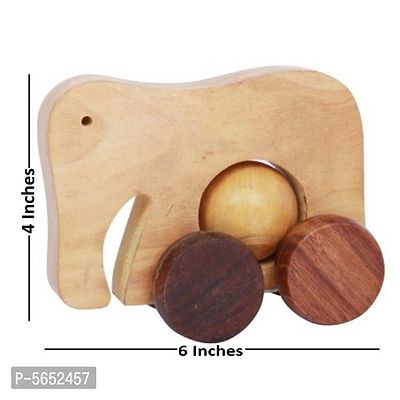 Wooden Moving Toy Elephant With Wheels - For Kids  Home Decor-thumb4