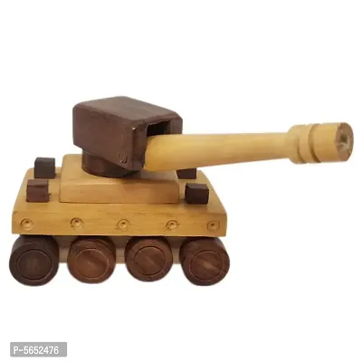Beautiful Wooden War Tank Moving Toy Showpiece