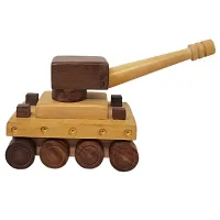Beautiful Wooden War Tank Moving Toy Showpiece-thumb1