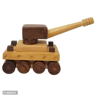 Beautiful Wooden War Tank Moving Toy Showpiece-thumb2