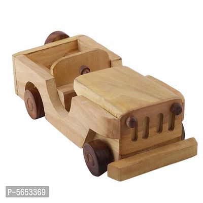 Beautiful Wooden Classical Vintage Open Car Moving Toy Showpiece