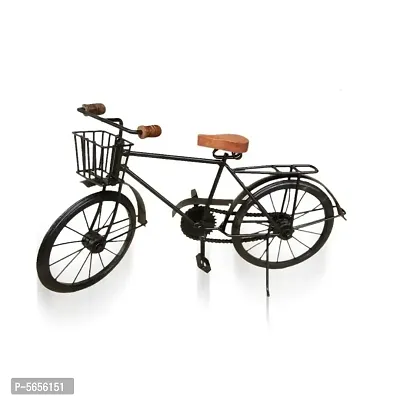 Black Wooden And Wrought iron Model Cycle With Little Basket