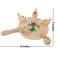 Folk Art Wooden Pecking Chickens Hen & Rooster Paddle Game Toy-thumb3