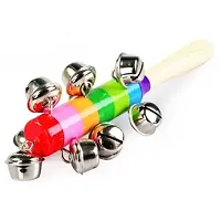 Colorful Wooden Rainbow Handle Jingle Bell Rattle Toys Pack Of 1 Rattle-thumb3