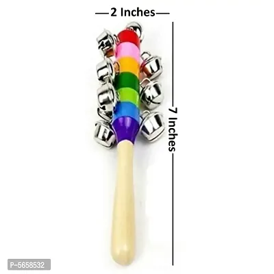 Colorful Wooden Rainbow Handle Jingle Bell Rattle Toys Pack Of 1 Rattle-thumb5