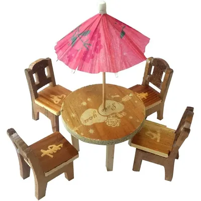 Cute Wooden Doll House Miniature Dinning Table For Kids 3+ Years