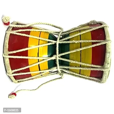 Handmade Wooden Shiv Damru Percussion Indian Classical Instrument-thumb2