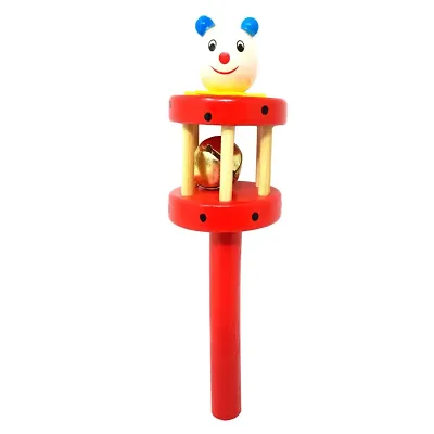 Newborn Infant Baby Wooden Rattle With Bells Musical Instrument- Handheld Toy