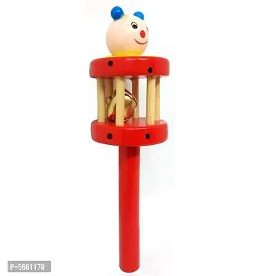 Newborn Infant Baby Wooden Rattle With Bells Musical Instrument- Handheld Toy-thumb2